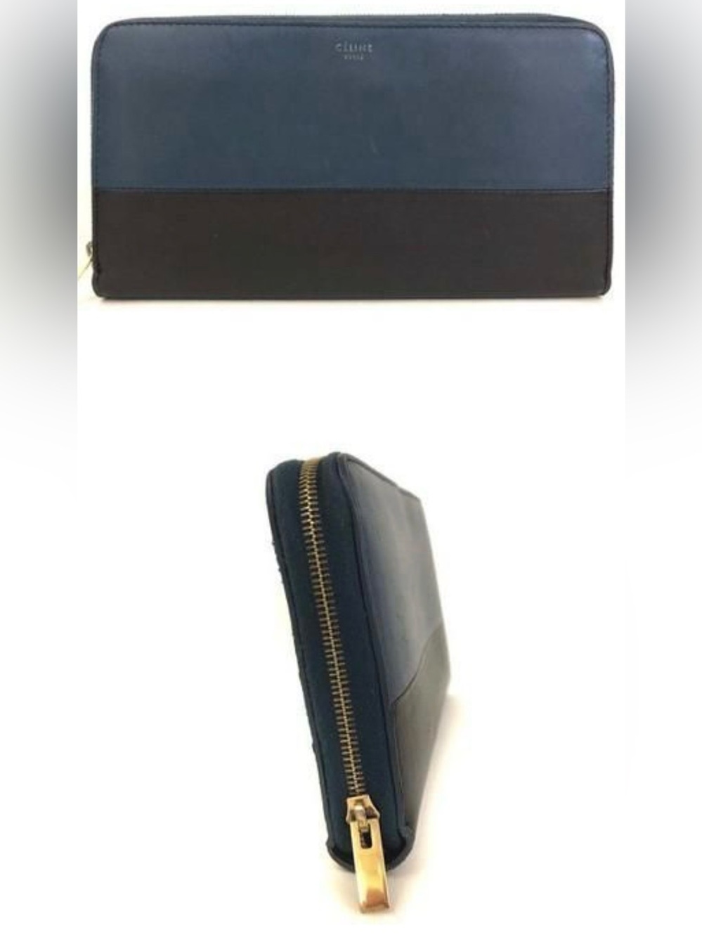 Beautiful and Authentic Celine Navy and Black Zip Wallet
